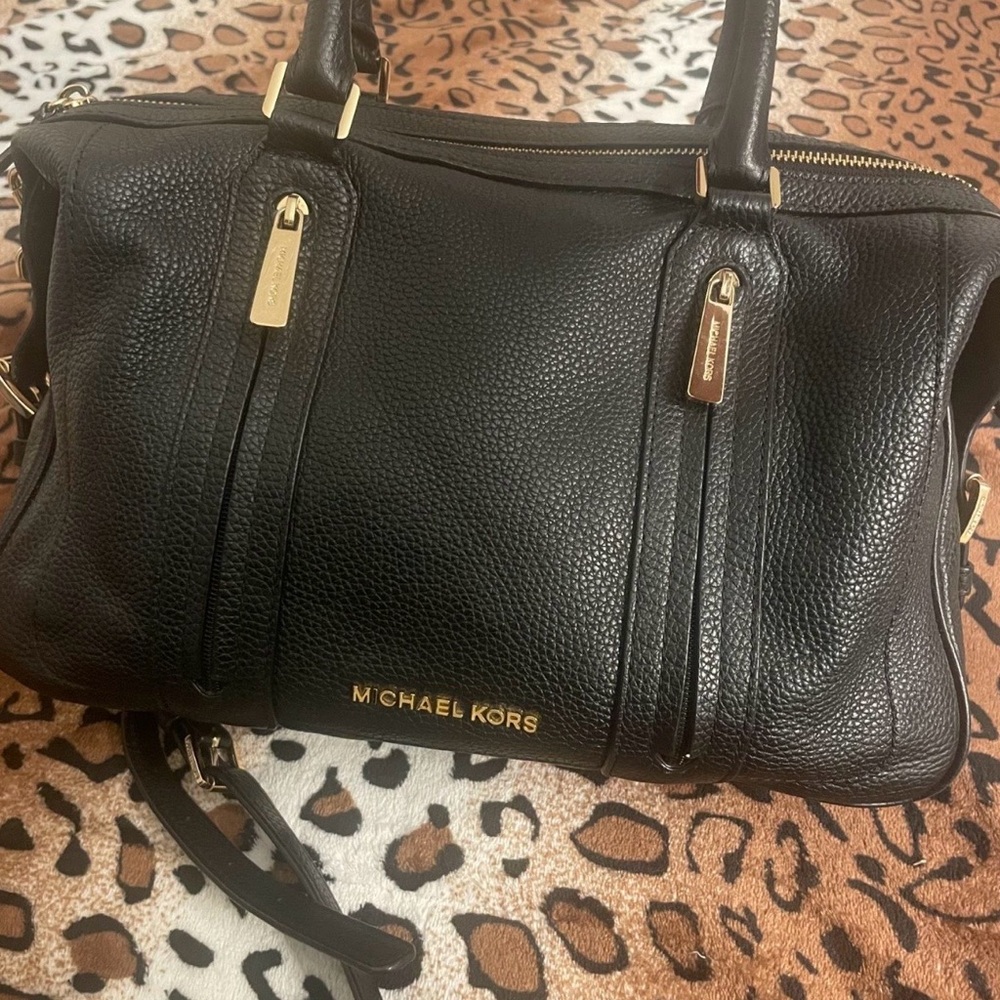 Michael Kors Black Pebbled Leather Satchel